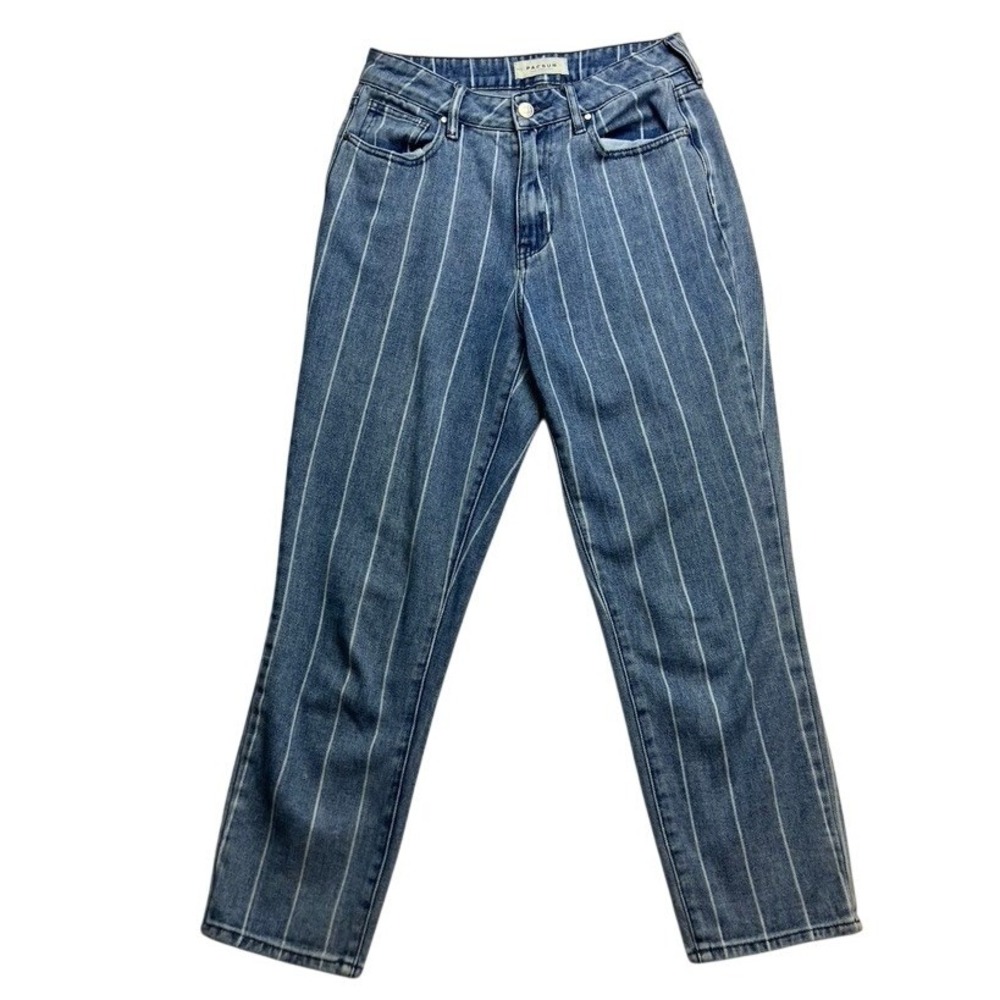 P A C‎ S U N Womens Mom Jeans Blue Pinstripe Size 26 High Waisted Denim
